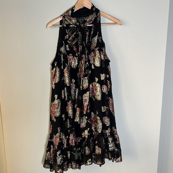 Maeve Anthropologie Halter Shine Swing Mini Dress in Black Size 1X NWT - Picture 7 of 9